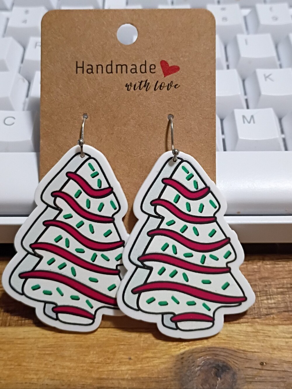 Little Debbie Red & Green Christmas Tree Cakes Earrings
